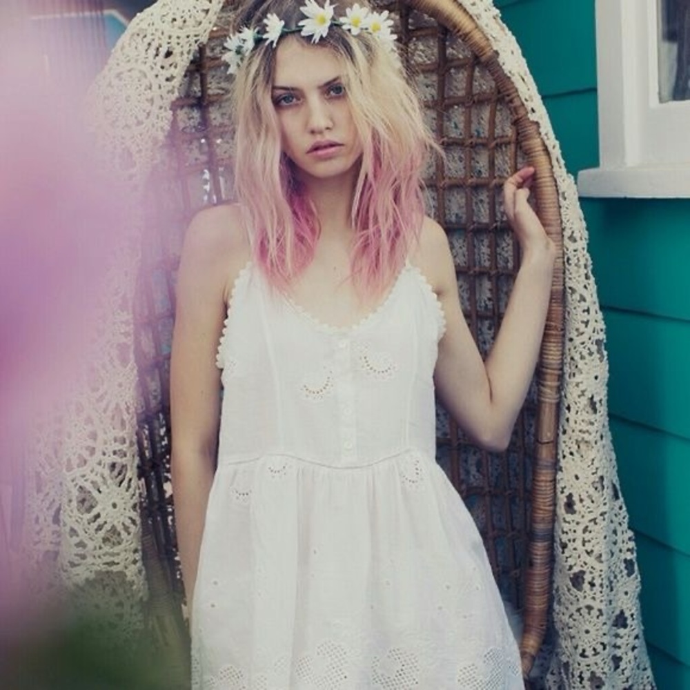 Spell ‘Indian Summer’ White Eyelet Dress with Scalloped Trim